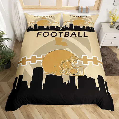 Miniatura 12 de Erosebridal Funda de edredón de fútbol tamaño individual, juego de ropa de cama de fútbol para niños, niños y niñas, funda de edredón con 1 funda