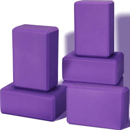 Wettarn Paquete de 6 bloques de yoga de 9 x 6 x 4 pulgadas, espuma EVA, ligeros, antideslizantes, accesorios de yoga para pilates, estiramiento,
