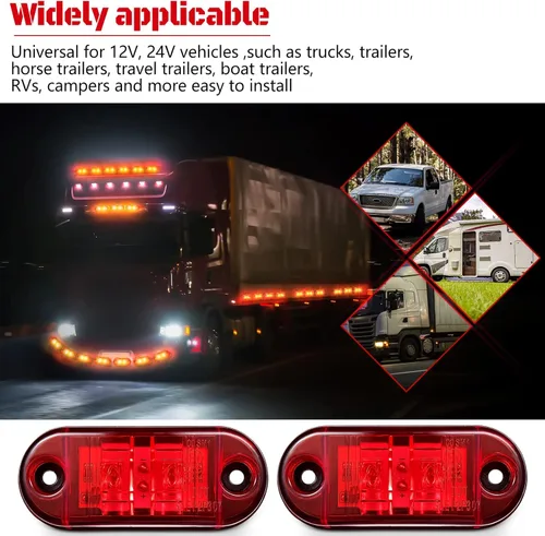 Miniatura 5 de Tallew 10 luces LED de remolque de 2.5 pulgadas, 2 diodos, impermeables, para remolque, marcador lateral, señal ovalada, luces de circulación
