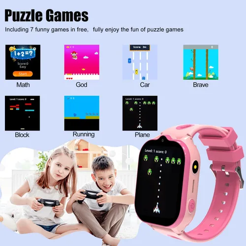 Miniatura 7 de Reloj inteligente 4G para niños, rastreador GPS, relojes inteligentes con videollamadas, juegos de rompecabezas de llamadas bidireccionales, chat