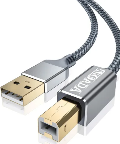 AkoaDa Cable de impresora USB 2.0 de 20 pies, USB tipo A macho a B macho, cable de escáner de alta velocidad compatible con HP, Canon, Dell, Epson,