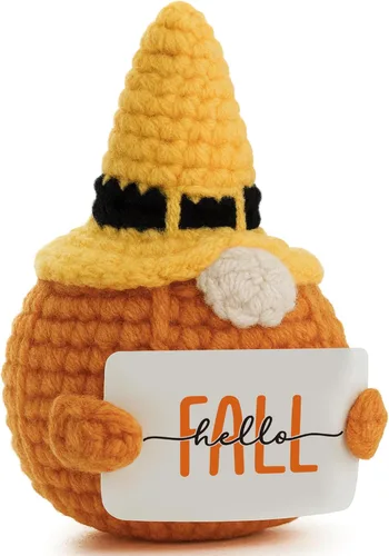 Miniatura 15 de Tis The Season - Muñeca de ganchillo hecha a mano con diseño de sombrero de bruja de Halloween, acogedora vibraciones de otoño, cosecha de Acción