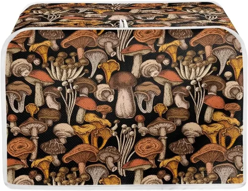 Miniatura 21 de JEOCODY Funda para tostadora para hacer pan con asa, impresión temática de café, ranura ancha, protección contra el polvo Estampado De Tema De Café