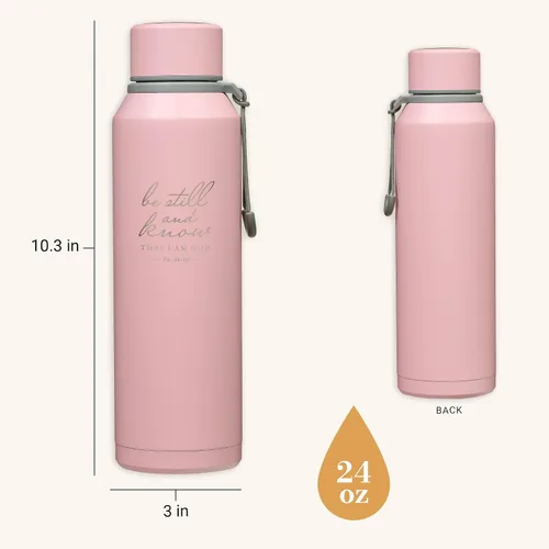 Miniatura 2 de Christian Art Gifts Botella de agua aislada de acero inoxidable de doble pared sellada al vacío para mujeres: Be Still & Know, Salmo 46:10