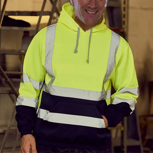 Miniatura 2 de Sudaderas con capucha reflectantes de alta visibilidad para hombres y mujeres, sudaderas de seguridad clase 3, suéter de forro polar