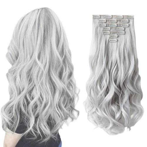 Miniatura 40 de SYXLCYGG Extensiones de cabello rubio, 2 unidades, extensiones de cabello con clip de 22 pulgadas, 5 onzas, lacio, sintético, esponjoso, rubio