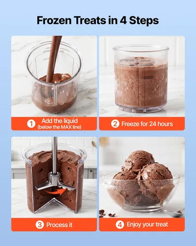 Miniatura 5 de VEVOR Ice Cream Maker, 7-in-1 Frozen Treat Maker for Gelato, Sorbet, Milkshake, Frozen Yogurt & Lite Ice Cream, Homemade Ice-Cream Machine with