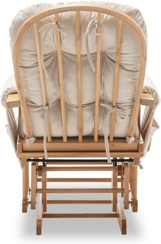 Miniatura 6 de Paddie Glider Rocker - Cojines de repuesto de terciopelo con almacenamiento, juego de cojines para silla mecedora con lazos, 5 unidades, color beige