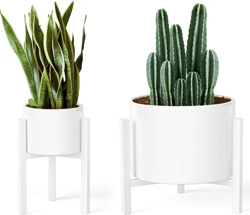 Miniatura 9 de Soporte ajustable para plantas de interior, soportes de metal negro para exteriores, soporte moderno de mediados de siglo, apto para macetas grandes