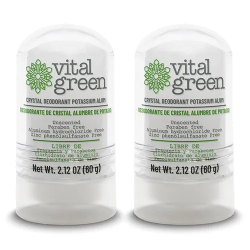 Vital Green Thai Crystal - Desodorante mineral sin perfume para hombres, mujeres y atletas, 2.12 onzas (2 unidades)