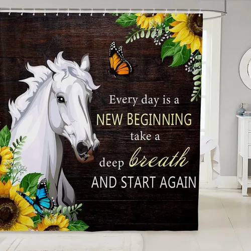 Miniatura 37 de Lindas cortinas de ducha para niños, cortinas rústicas de gallina, decoración de dormitorio de niñas y adultos, girasoles animales, plantas