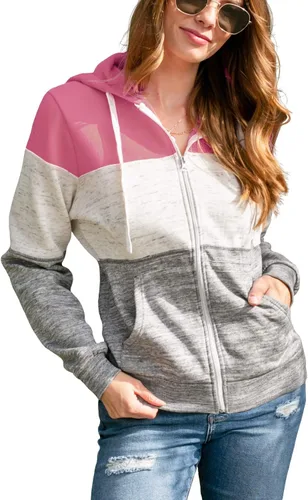 Miniatura 5 de DOUBLJU - Chaqueta ligera y delgada con capucha y cierre de cremallera para mujer, disponible en talla extragrande