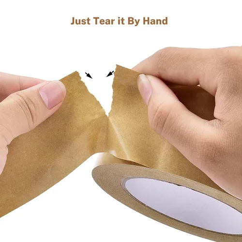 Miniatura 9 de TooCust Cinta de papel Kraft autoadhesiva,2 "X55YD,Cinta de papel marrón, Cinta de embalaje marrón biodegradable,Cinta de embalaje de papel