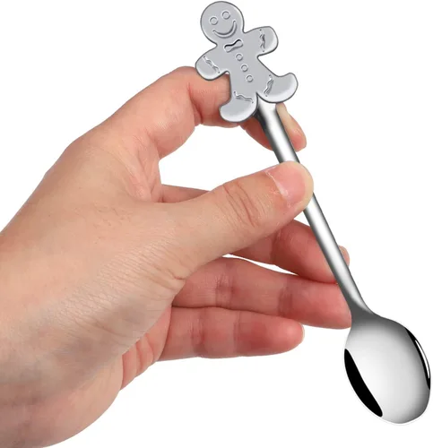 Miniatura 6 de Aneco Juego de 12 mini cucharas navideñas de acero inoxidable para café, té, sopa de azúcar, postre condimento, helado