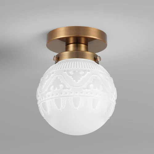 Miniatura 13 de Daunton Lámpara de Techo Semiempotrada, Accesorio de Iluminación de Techo de Cocina Vintage Dorado, Luz de Techo Cercana con Globo de Cristal Ámbar