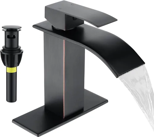Fransiton Grifo de Baño Cascada de Bronce Frotado con Aceite para Lavatorio de Una Sola Manija de 1 o 3 Orificios Grifo de Fregadero de Baño Grifo