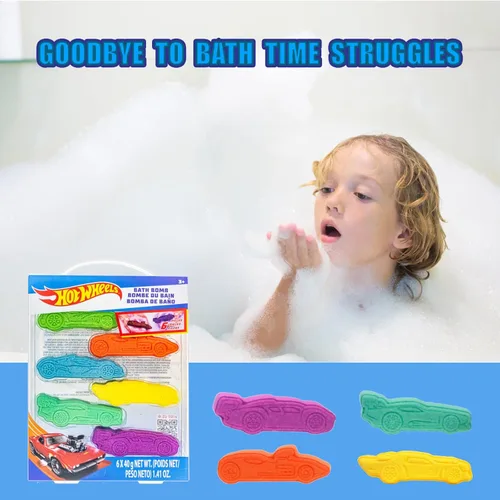 Miniatura 5 de Bombas de baño de 6 piezas Hot Wheels para niños, con aroma a chicle, juguetes de baño para niños, a partir de 3 años, de Townley Girl