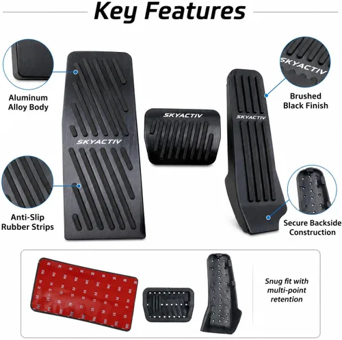Miniatura 4 de Cubiertas de pedal de acelerador de gas de aleación de aluminio, accesorios interiores antideslizantes sin perforación, pedal de freno Pastillas