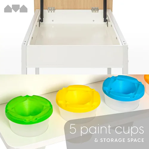 Miniatura 6 de Milliard Juego de mesa y silla de arte 2 en 1 para niños, mesa de actividades con almacenamiento, transformación de caballete, 5 vasos de pintura