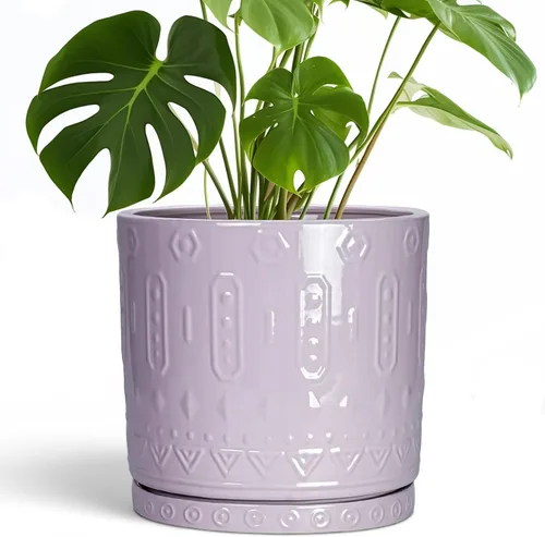 Miniatura 27 de Maceta de Cerámica Eightpot - Maceta de 20 cm para Interior con Agujeros de Drenaje y Platillo, Maceta Redonda para Exterior, Maceta Moderna de Azul