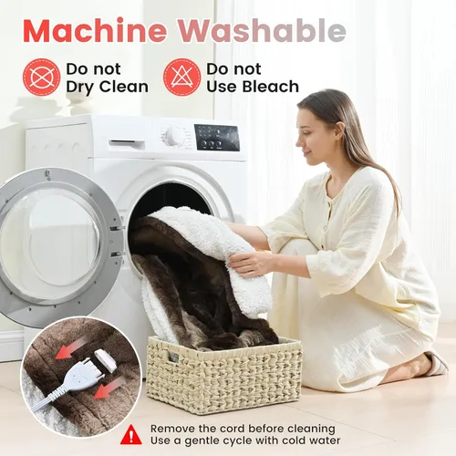 Miniatura 7 de Sunable Manta Eléctrica con Calefacción - Manta de Calefacción Suave y Cómoda Lavable a Máquina con 4 Configuraciones de Calor 50×60 pulgadas