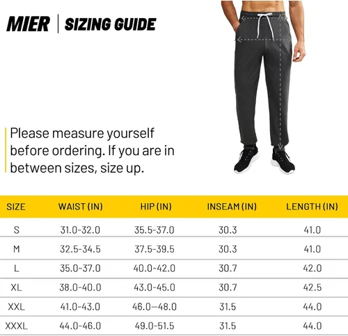Miniatura 7 de MIER Men's Cotton Joggers Athletic Sweatpants for Gym Workout Active Lounge Jersey Track Pants with Pockets, Elastic Waist