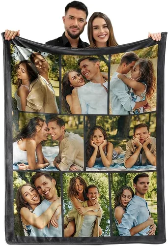 Miniatura 15 de MeMoShe Mantas personalizadas con fotos, regalos personalizados para parejas, manta de foto personalizada, regalos personalizados de "Te quiero