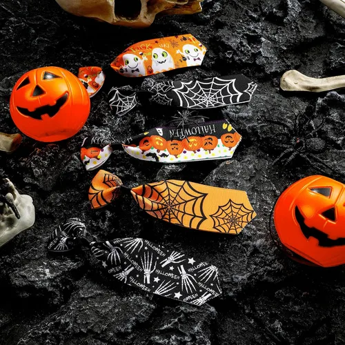 Miniatura 7 de Frienda 6 lazos de Halloween para perros pequeños, gatos, collares de perro de Halloween, ajustables, calavera, corbatas para mascotas, corbatas