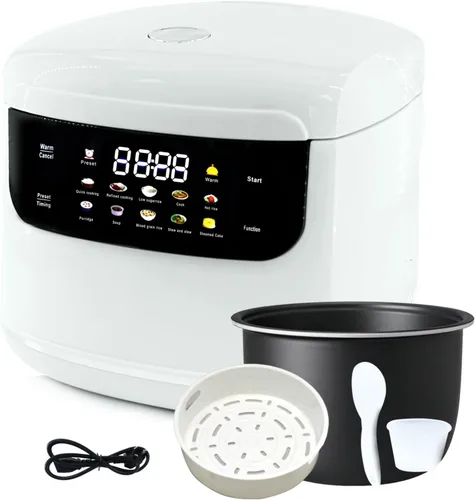 Miniatura 7 de Mini olla arrocera inteligente portátil, 2L, 5 tazas cocidas/3 tazas sin cocinar, arrocera antiadherente de 400 W, temporizador con retraso de 24
