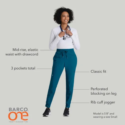 Miniatura 4 de Barco One Pantalón deportivo, pantalón quirúrgico de altura media, con tejido elástico de 4 vías y 3 bolsillos, para mujer