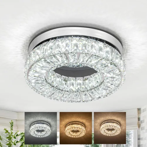 Miniatura 8 de Lámpara de techo de cristal de 10.2 pulgadas, mini candelabros rectangulares de 6500 K, luz de techo moderna de montaje empotrado, lámpara LED