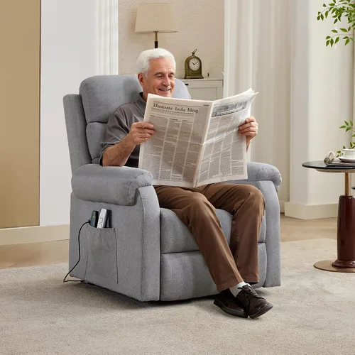 Miniatura 9 de LOUVIXA Silla reclinable eléctrica para personas mayores con calor y masaje, silla reclinable para sala de estar con posición infinita y bolsillo