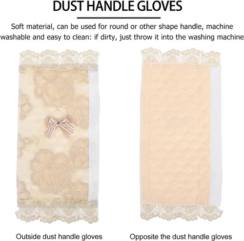 Miniatura 3 de Juego de 6 fundas para manijas de refrigerador, color beige, guantes para microondas, horno, lavavajillas, puerta, lavables, resistentes a