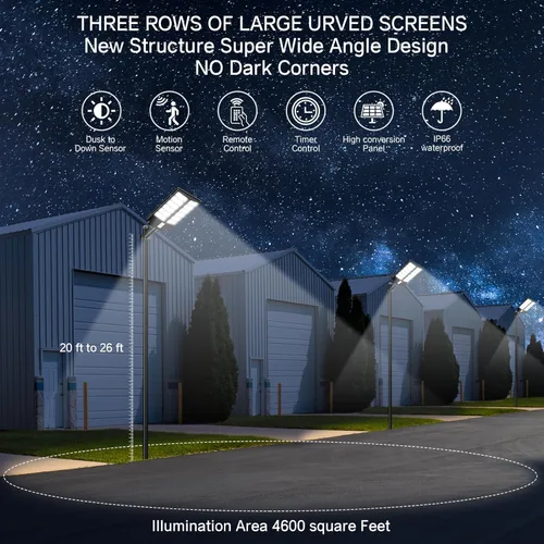 Miniatura 2 de Farola solar de 9000 W, 7000 K luces solares para exteriores, luces de inundación con sensor de movimiento con control remoto, luz de seguridad