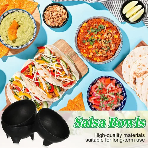 Miniatura 5 de Maxcheck 12 piezas de cuencos de salsa para fiesta de 4.5" de diámetro, cuencos de salsa mexicanos de plástico para guacamole, lindos chips y plato