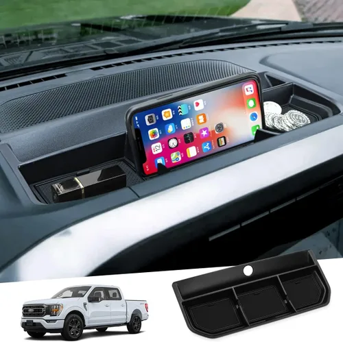 Miniatura 2 de auovo Bandeja organizadora de tablero para Ford F150 2021 2022 2023 consola central Accesorios para tablero de automóvil, soporte para teléfono