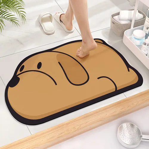 Miniatura 21 de Tapete de baño súper absorbente, tapete de entrada antideslizante con dibujos animados, cojín de secado rápido para suelo de baño y ducha