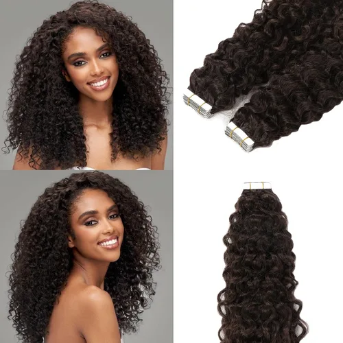 Miniatura 10 de Extensiones de cabello humano con micro anillo, lacio, rizado, color negro natural, largo microenlaces, extensiones de cabello humano para personas