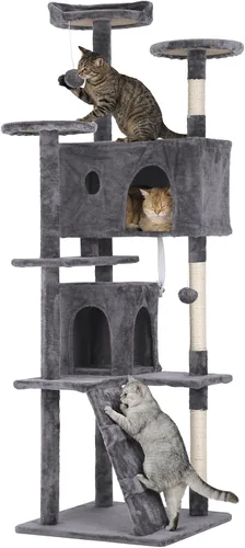 Miniatura 16 de Árbol para gatos de 54 pulgadas, torre de escalada para gatos con poste rascador, casa para gatos con percha, árbol para gatitos, condominio