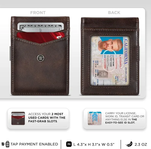 Miniatura 33 de Suavell Billeteras delgadas de cuero para hombres. Cartera con clip para dinero. Cartera de perfil bajo RFID Cartera minimalista