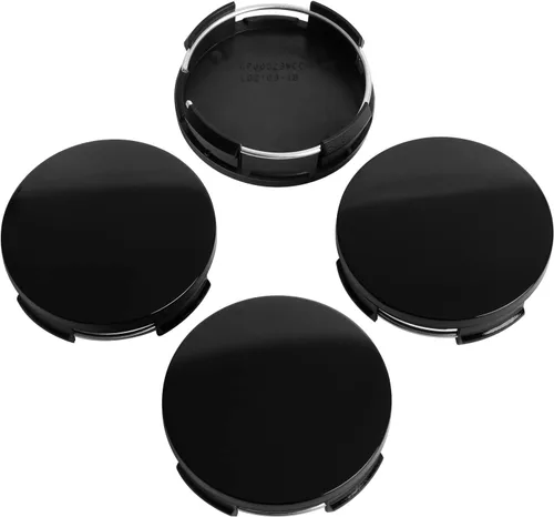 KitsPro - Tapones centrales de 2.5 pulgadas (63 mm) para ruedas, paquete de 4 (negro brillante, 63 mm de diámetro exterior, 61 mm de diámetro Brillo