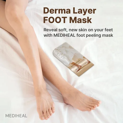 Miniatura 2 de MEDIHEAL Derma Layer - Máscara para pies (5 unidades) para pies y dedos secos, talones agrietados, callos cuidado de la humedad con ceramidas