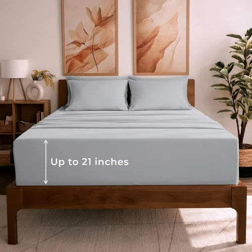 Miniatura 80 de Mellanni Juego de Sábanas Split King - Colección Icónica de 7 Piezas para Ropa de Cama, (Incluye 4 Fundas de Almohada), Bolsillo Profundo de 16 1394