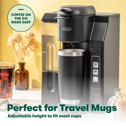 Miniatura 6 de BELLA Cafetera de una porción, doble preparación, compatible con K-cup - Elaborador de café molido con tanque de agua extraíble y bandeja de goteo