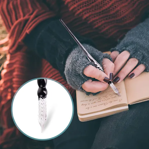Miniatura 3 de Juego de plumas de inmersión de vidrio, pluma de caligrafía, pluma de firma de cristal para arte, escritura, firmas, decoración y regalo de negocios