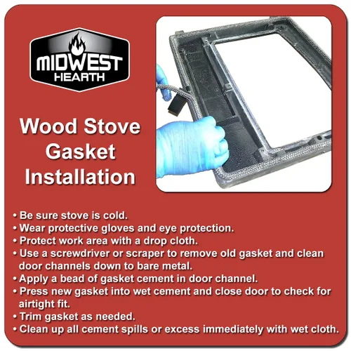 Miniatura 2 de Midwest Hearth, repuesto de junta de grafito impregnado de fibra de vidrio para estufas de leña