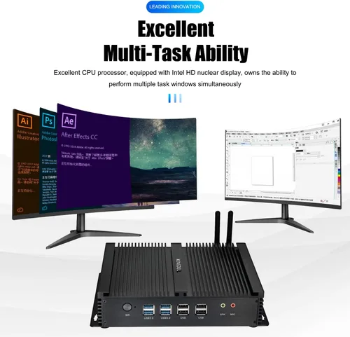 Miniatura 6 de KINGDEL Mini PC sin ventilador, CPU i5, 4GB RAM 128GB SSD, HD Graphics 4400, 6xCOM RS232, 4xUSB 3.0, 2xNIC, 2xHD Puertos de computadora de escritorio