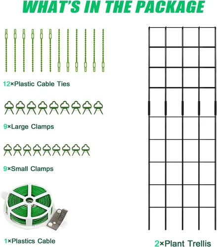 Miniatura 8 de DoCred Enrejado de pepino, 59 pulgadas de alto, paquete de 2 enrejados plegables con marco A para plantas trepadoras elevadas, verduras, incluye