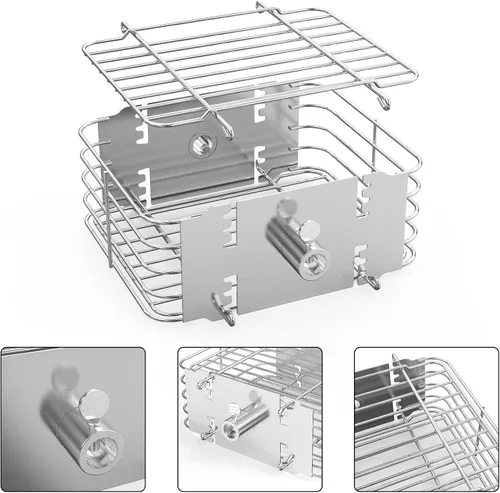 Miniatura 2 de Onlyfire - Juego de 2 cestas de acero inoxidable para la mayoría de parrillas de carbón y gas, se adapta a hexágonos de 1/2 pulgada, hexagonal