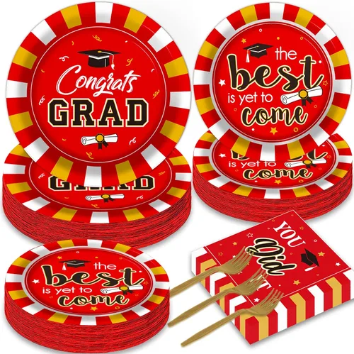 Miniatura 10 de Wiooffen Juego de 50 platos para fiesta de graduación y servilletas, suministros de felicitaciones para la clase de 2026, vajilla desechable